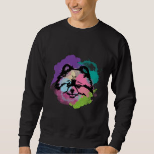 Hund älskare I Stänk Art Pommern Lång Ärmad Tröja