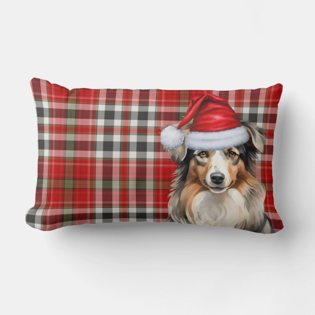 Hund älskare jul Australian shepherd Red Play Lumbarkudde (Framsida)