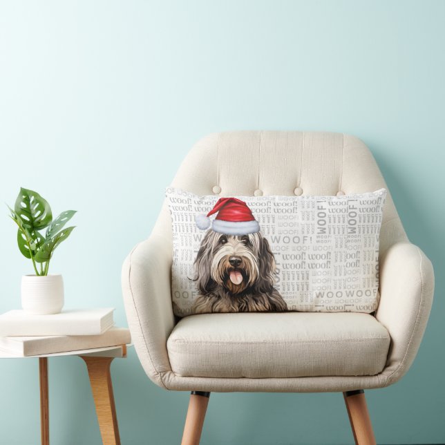 Hund älskare jul Bergamasco Helgdag Lumbarkudde (Stol)