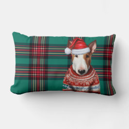 Hund älskare jul Bull Terrier Helgdag Play Lumbarkudde