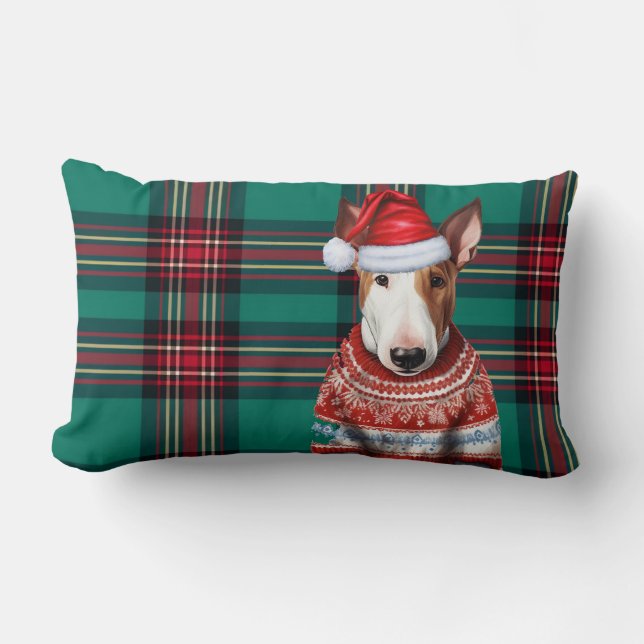 Hund älskare jul Bull Terrier Helgdag Play Lumbarkudde (Framsida)