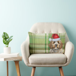 Hund älskare jul Cockapoo Grönt Helgdag Play Lumbarkudde