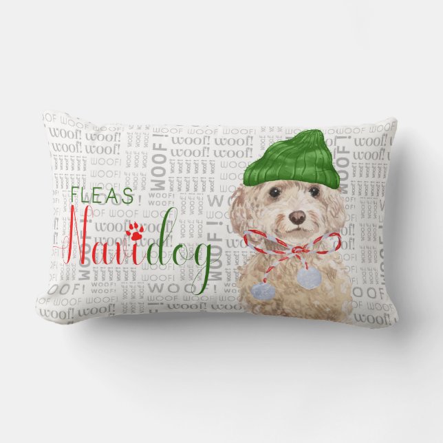 Hund älskare jul Cockapoo Santa Lumbarkudde (Framsida)