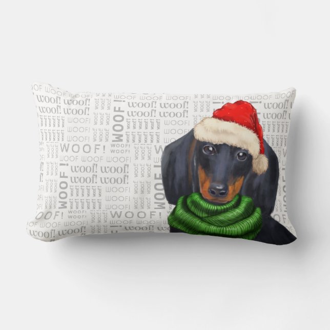 Hund älskare jul Dachshund Lumbarkudde (Framsida)