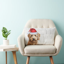 Hund älskare jul Goldendoodle i Hat Lumbarkudde