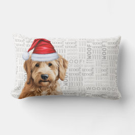 Hund älskare jul Goldendoodle i Hat Lumbarkudde
