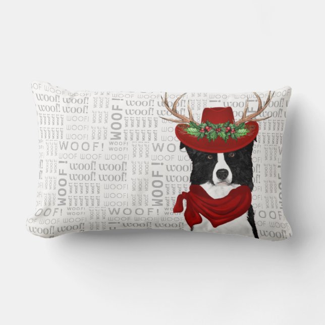 Hund älskare jul Gräns Collie Helgdag Lumbarkudde (Framsida)