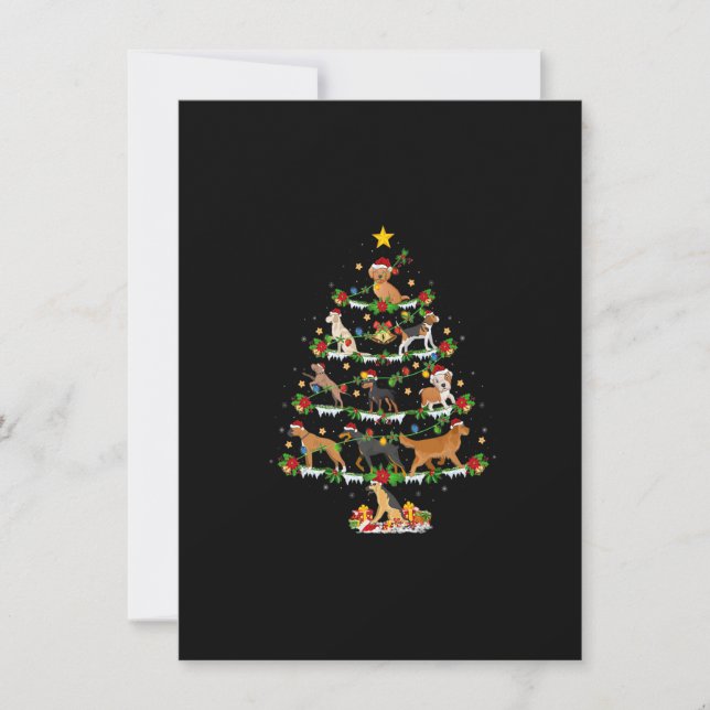 Hund älskare Julafton Ljus Hund, Julgran Premium Inbjudningar (Framsida)
