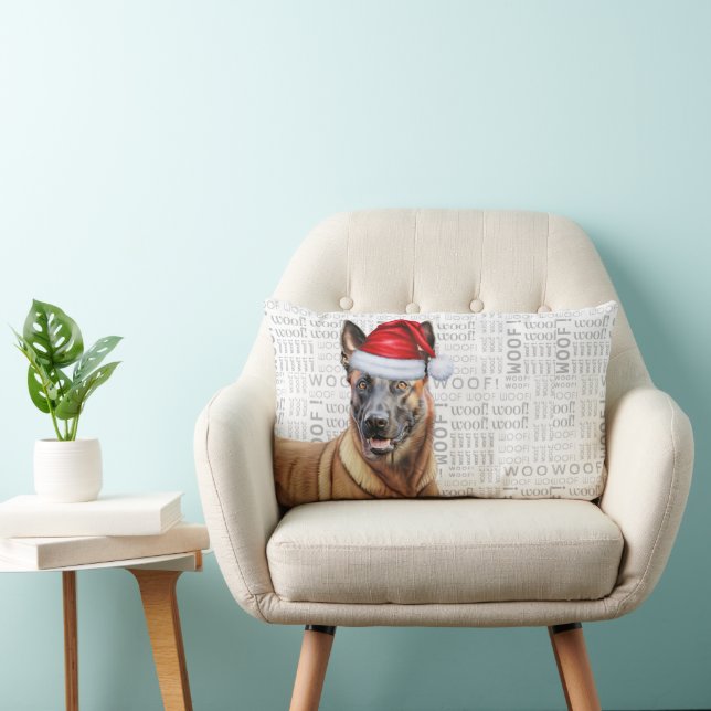 Hund älskare-julen, Belgien Malinois Lumbarkudde (Stol)