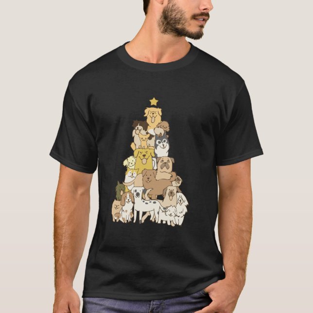 Hund älskare Julgran Merry Dogmas Cute Puppy X T Shirt (Framsida)