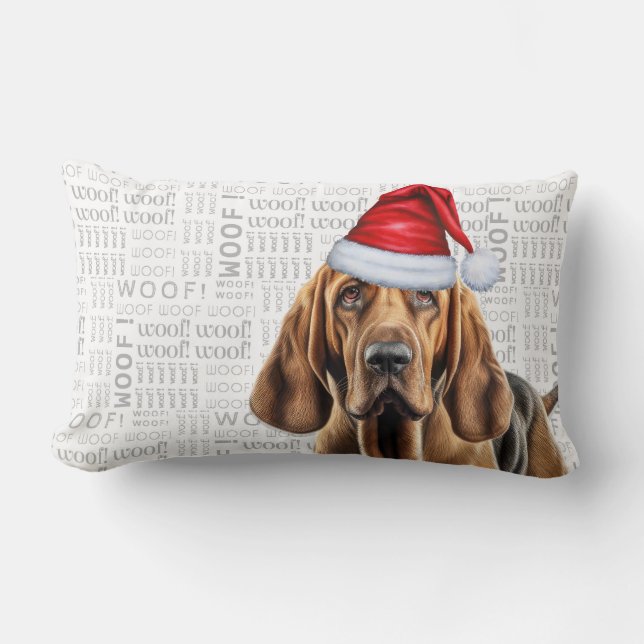 Hund älskare-julklappen Bloodhound Helgdag Lumbarkudde (Framsida)