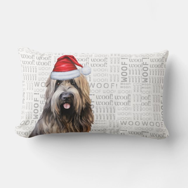 Hund älskare-julklappen Briard Shepherd Helgdag Lumbarkudde (Framsida)