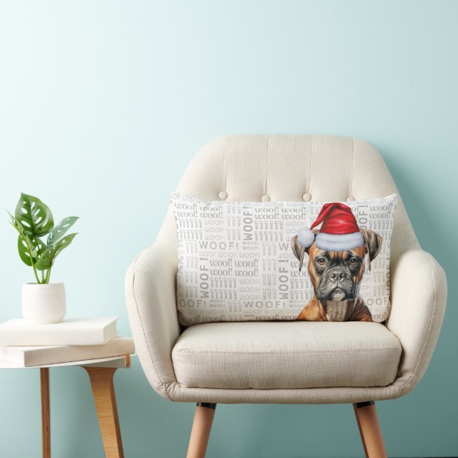 Hund älskare-julkronan Boxer Helgdag Lumbarkudde (Stol)