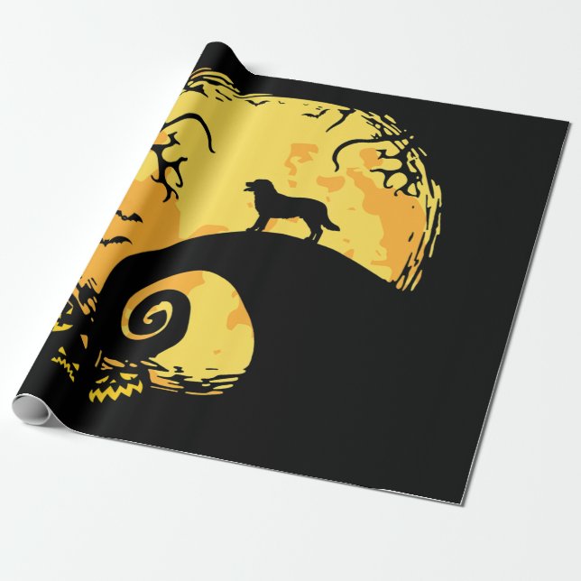 Hund älskare | Labrador Full Moon Spooky Halloween Presentpapper (Utrullad)
