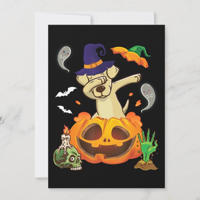 Hund älskare | Labrador Hund Dabbing Pumpkin Hallo Kort (Framsida)