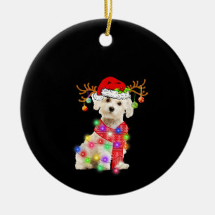 Hund älskare  Maltesiskt Santa Hat Julafton Fairy Julgransprydnad Keramik