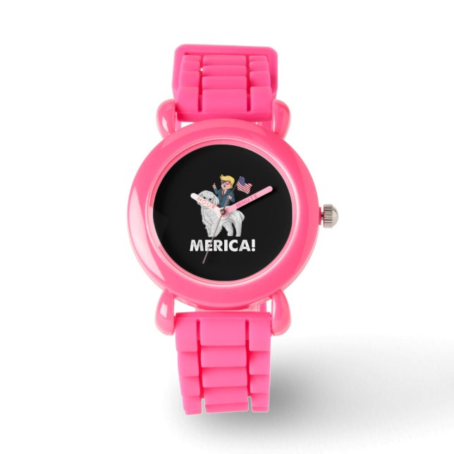 Hund älskare |Merica Trump Riding Maltese 4:e juli Armbandsur (Framsida)