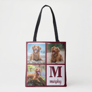 hund älskare Modern Monogram Personlig 3 Pet Photo Tygkasse