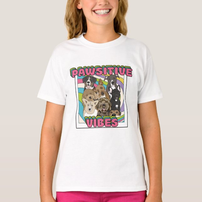 Hund älskare - Pawsitive Vibes T Shirt (Framsida)