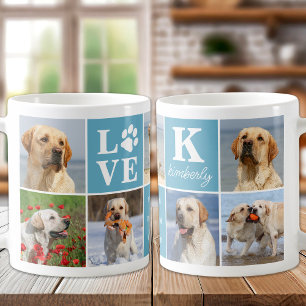 Hund älskare Personlig KÄRLEK Tass 7 Fotokollage Kaffemugg