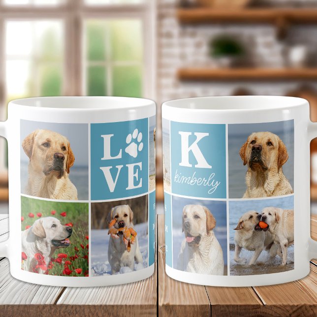 Hund älskare Personlig KÄRLEK Tass 7 Fotokollage Kaffemugg (Skapare uppladdad)