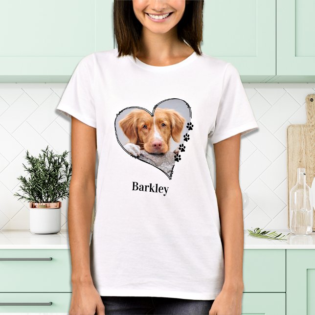 Hund älskare Personlig Paw Skriv ut Heart Pet Phot T Shirt (Skapare uppladdad)