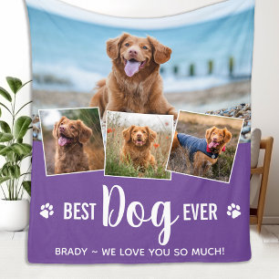Hund älskare Personlig Trendig 4 Pet Photo Collage Fleecefilt