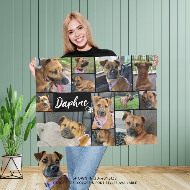 Hund älskare Pet 12 Photo Collage Anpassningsbar F Fleecefilt (Skapare uppladdad)