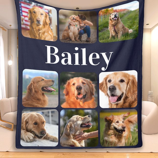 Hund älskare Pet Photo Collage Personlig Monogram Fleecefilt (Skapare uppladdad)
