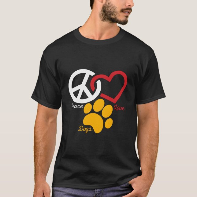 Hund älskare-presenter - Kärlek-utskrift av fredsä T Shirt (Framsida)