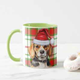 Hund älskare Red Grönt Plade och Beagle Helgdag Mugg