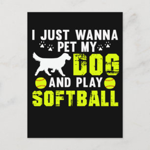 Hund älskare Softball Player Vykort
