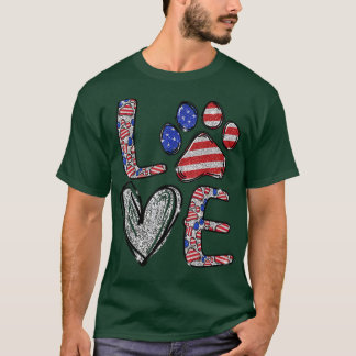 Hund älskare Tass Lycklig Independence day 4 juli T Shirt