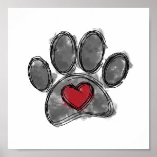 Hund älskare Teckning Watercolor Poster