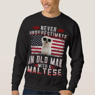 Hund älskare Underskatta aldrig Gamla mannen mal Lång Ärmad Tröja