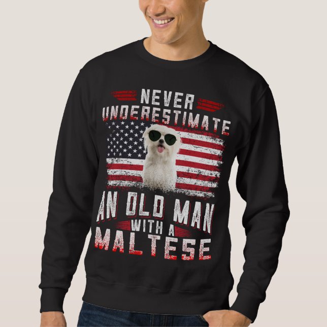 Hund älskare | Underskatta aldrig gammal man malte Lång Ärmad Tröja (Framsida)