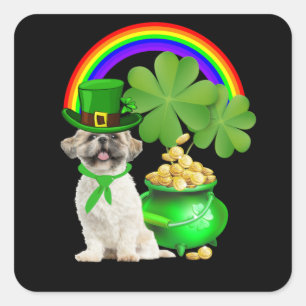 Hund älskare Vackra Shih Tzu och Rainbow Fyrkantigt Klistermärke