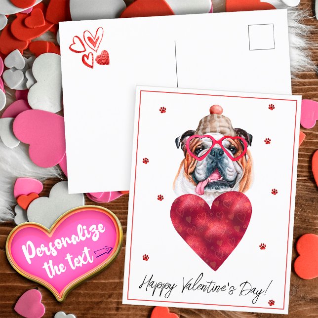 Hund älskare Valentine Gift English Bulldog Helg Vykort (Skapare uppladdad)