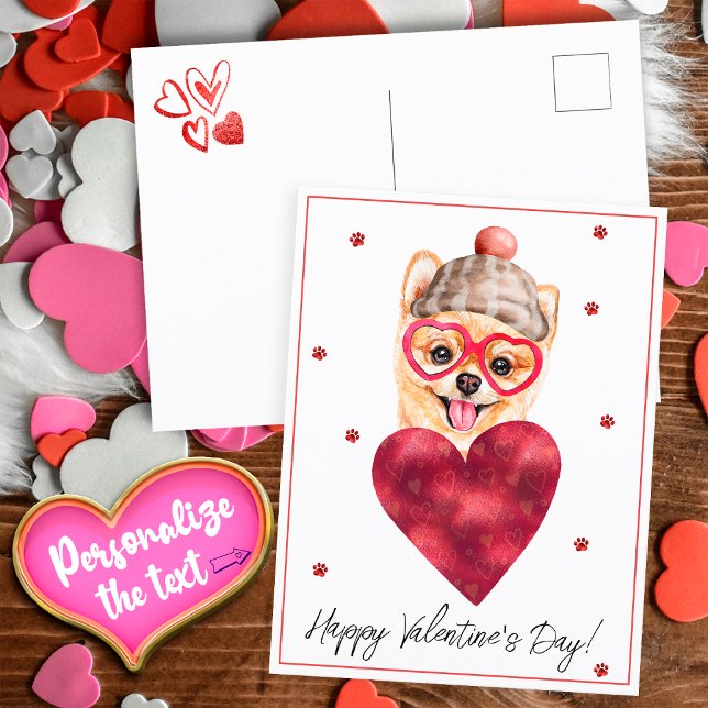 Hund älskare Valentine Gift Pomeranian Helg Vykort (Skapare uppladdad)