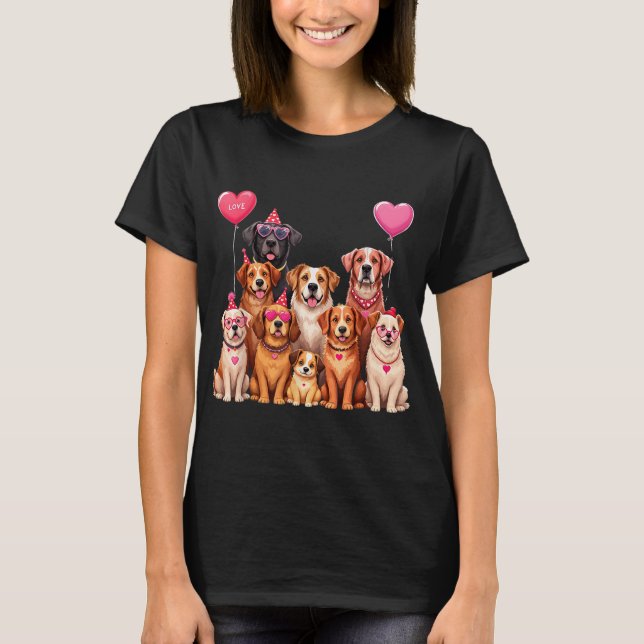 Hund älskare Valentines day som är närvarande för  T Shirt (Framsida)