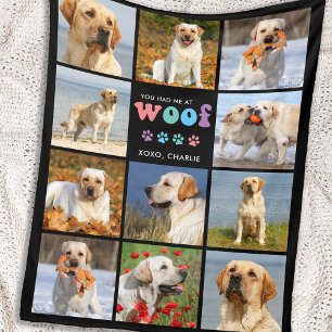 Hund älskare WOOF Anpassningsbar 11 Pet Bild Color Fleecefilt