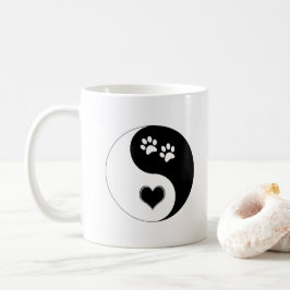 Hund älskare Yin Yang Heart och Tass avtryck Kaffemugg