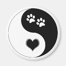 Hund älskare Yin Yang Heart och Tass avtryck