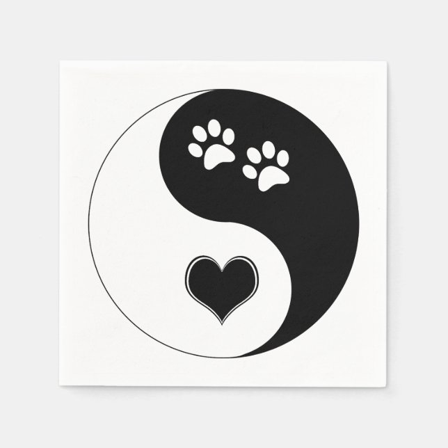 Hund älskare Yin Yang Heart och Tass avtryck Pappersservett (Framsidan)