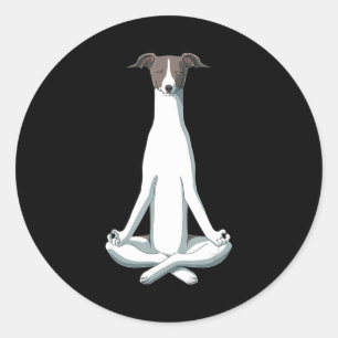 Hund älskare Yoga Italienska Greyhound Runt Klistermärke