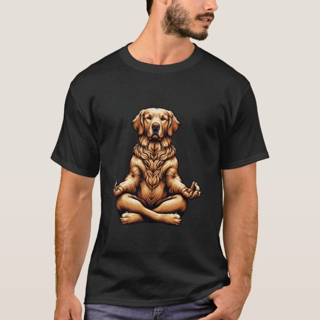 Hund älskare Yoga Meditation Lotus P T Shirt (Framsida)
