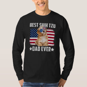 Hund American Flagga Best Shih Tzu Pappa någonsin T Shirt
