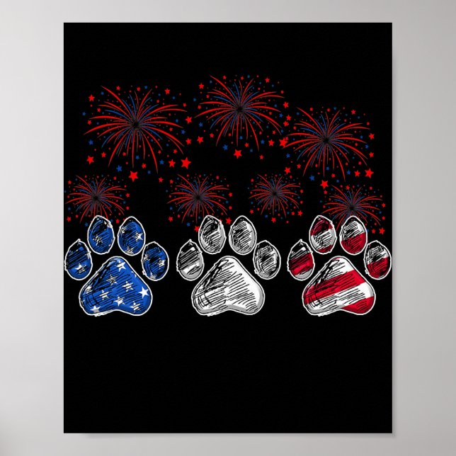 Hund American Flagga Fireworks-Hundälskare 4:e av Poster (Framsidan)