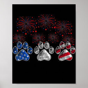 Hund American Flagga Fireworks-Hundälskare 4:e av Poster