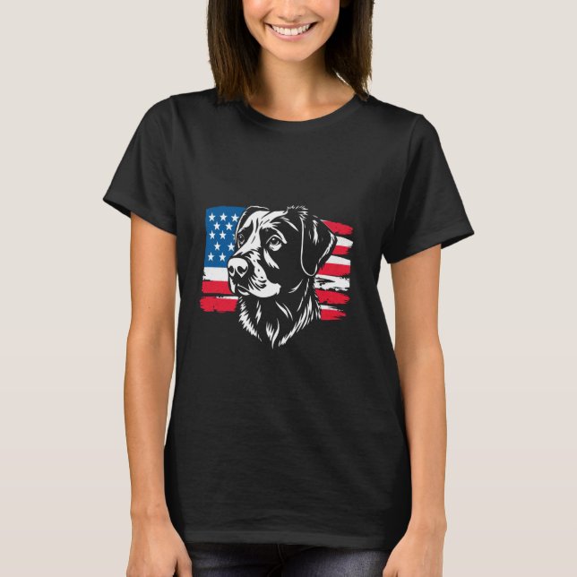 Hund American Flagga T Shirt (Framsida)